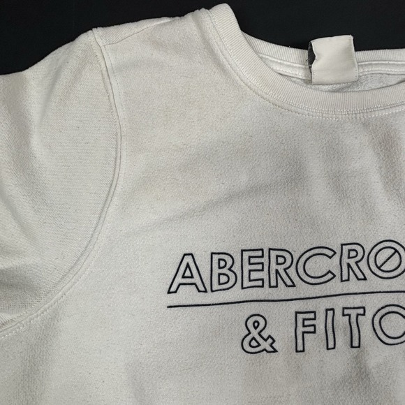 Abercrombie & Fitch Pullover Light Sweatshirt White Medium Spell Out‎ Retro Y2K - Picture 9 of 11